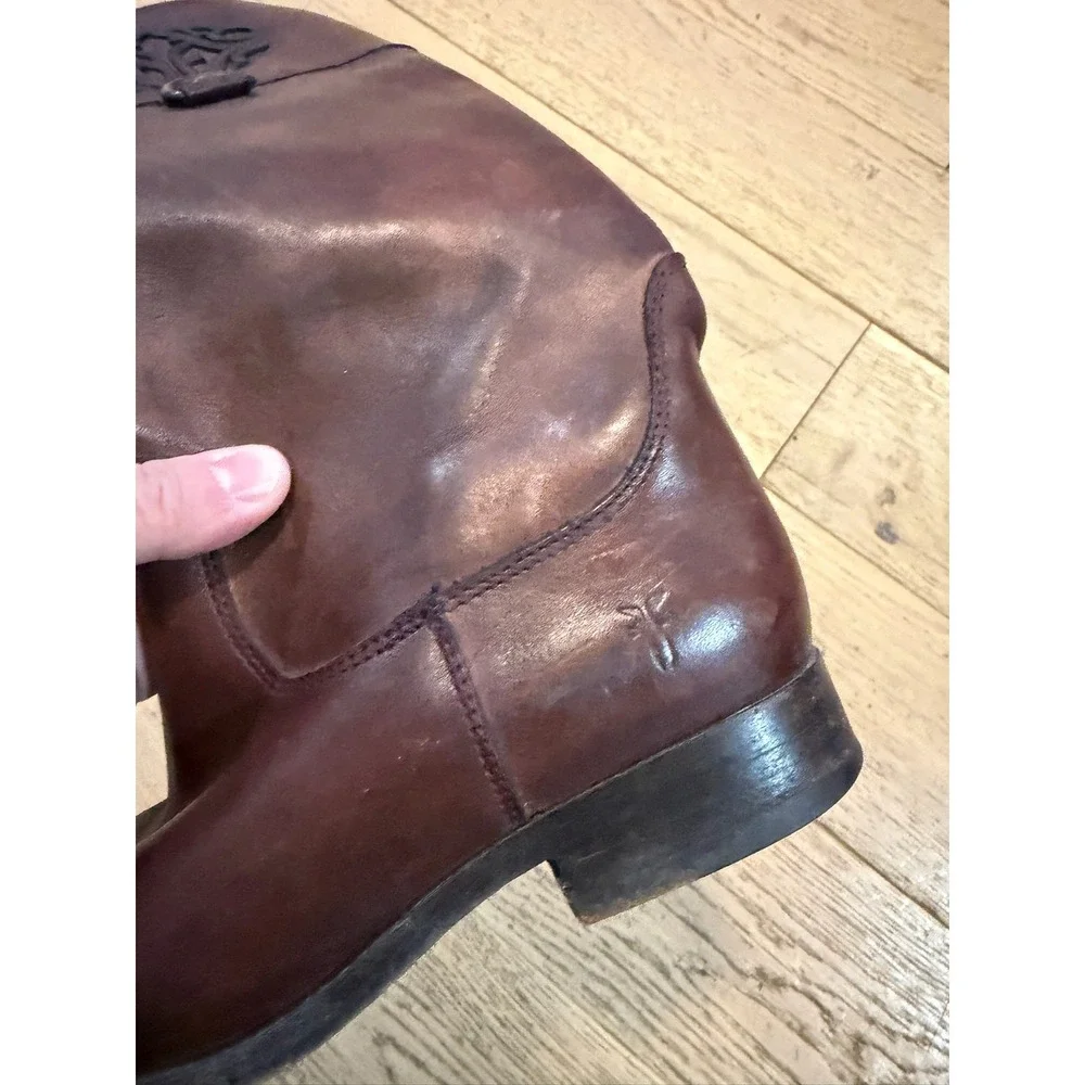 Frye Melissa Tall Riding Boots Burgundy Leather Womens 7 B‎ 76435